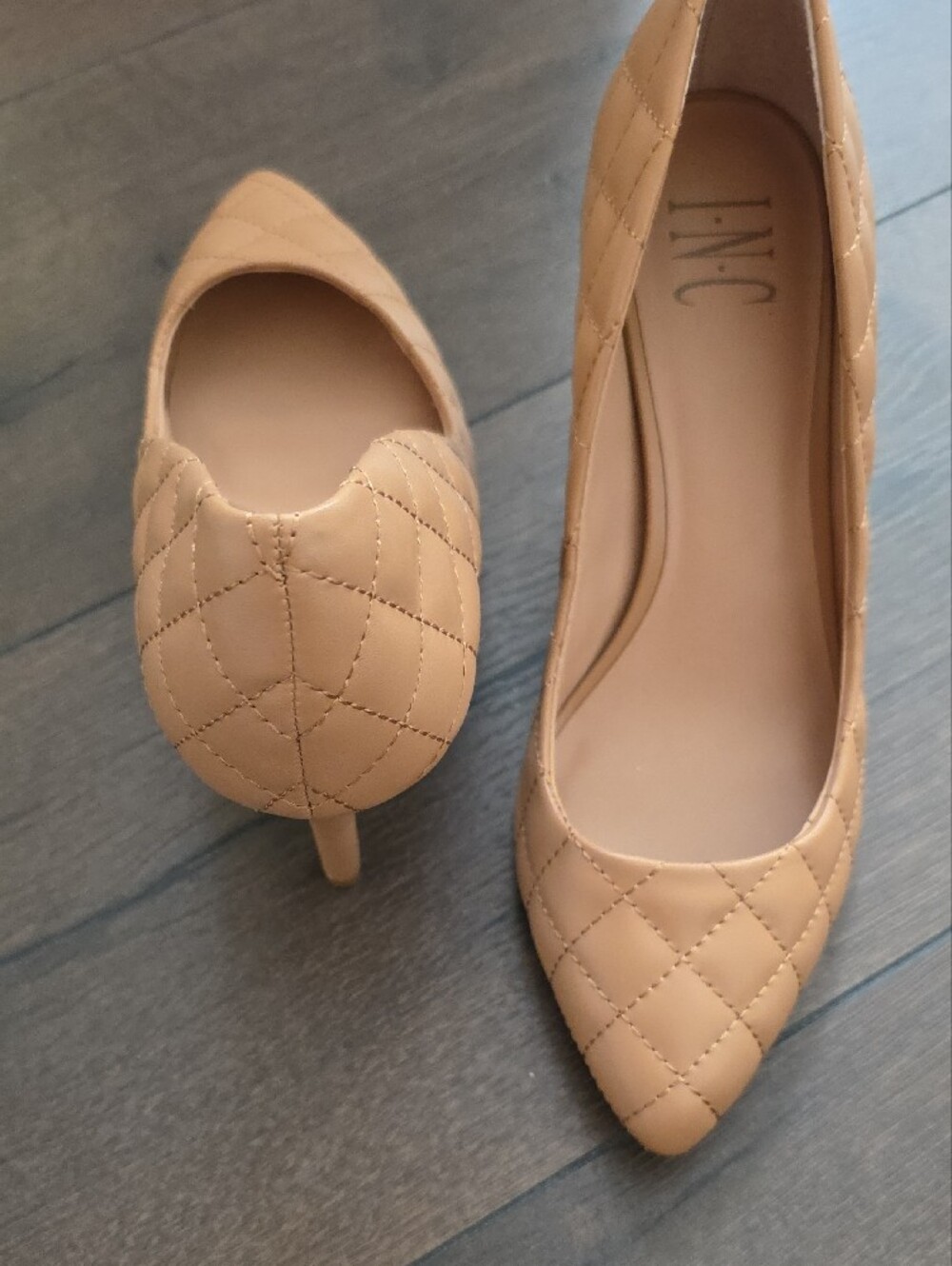 INC International Concepts Quilted Beige Pointed-Toe Pump - Picture 7 of 9